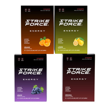 Strike Force Energy Drink Mix - 4 Flavor Variety Pack - Zero Calories, Keto Friendly - 40 Liquid Packets