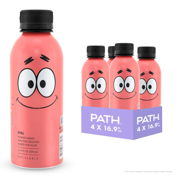 PATH Still Water Ultra-Purified, pH-Balanced, Locally Sourced - Nickelodeon Patrick Edition Aluminum Water Bottle - BPA-Free, Re