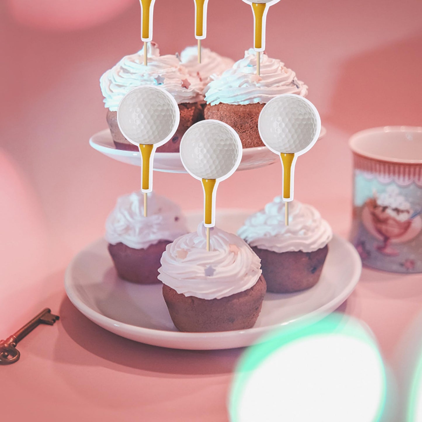 Rssta i Golf Cupcake Toppers - 40 Pack Cardstock Picks for Birthday Party Decorations, Design 1 Golf