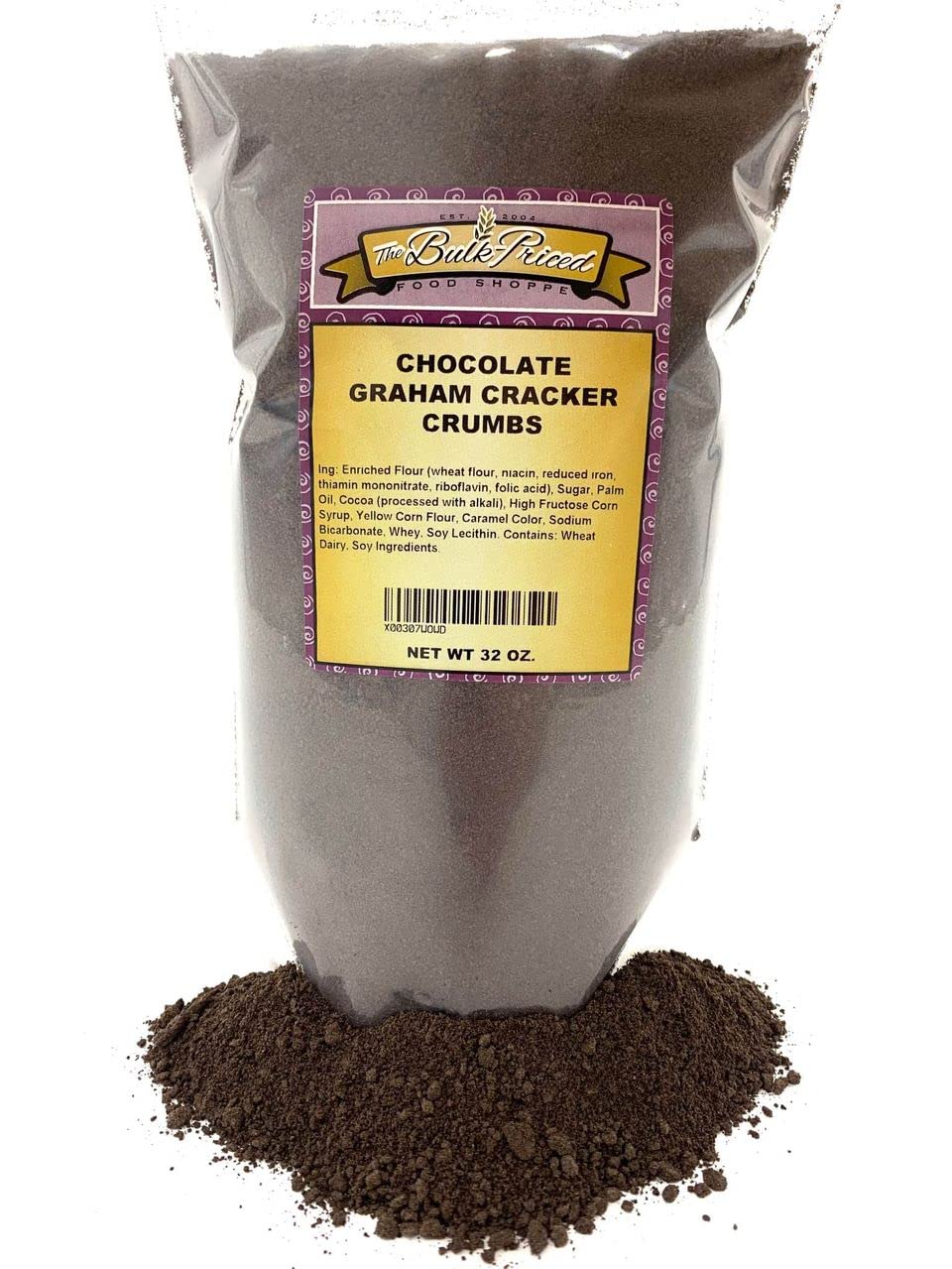 Chocolate Graham Cracker Crumbs, Bulk Size (2 Lb. Resealable Zip Lock Stand Up Bag)