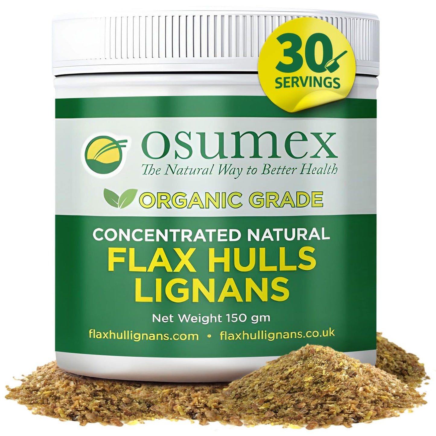 Osumex Flax Seed Hull Powder - Organic Lignan SDG, 150g (5.29oz), Smoothie Seeds for Daily Nutrition