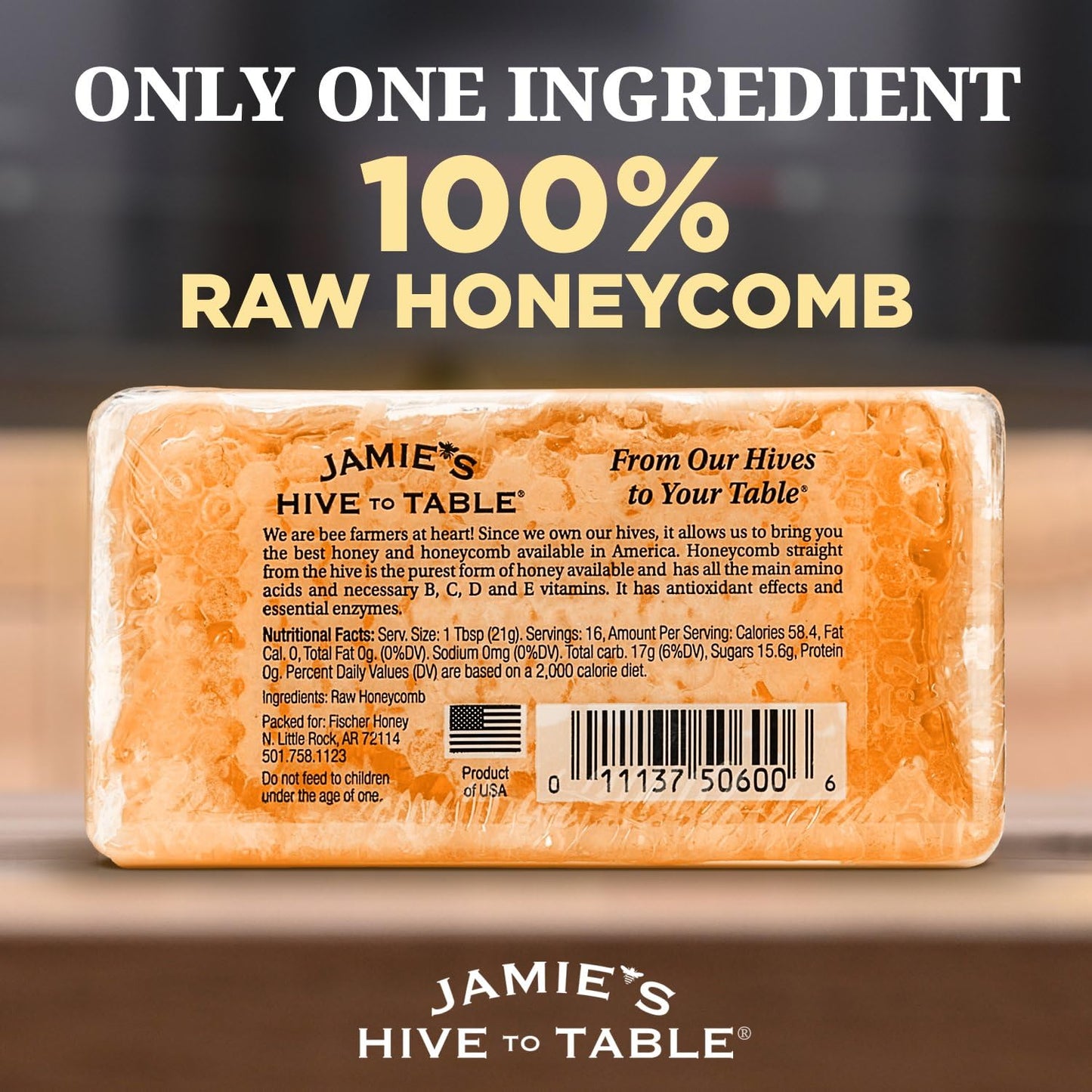 Jamie'S Hive To Table 100% Raw Georgia Honey Comb, 4 Oz - All-Natural Pure Georgia Honey Comb - Fresh Honeycomb, No Additives Or