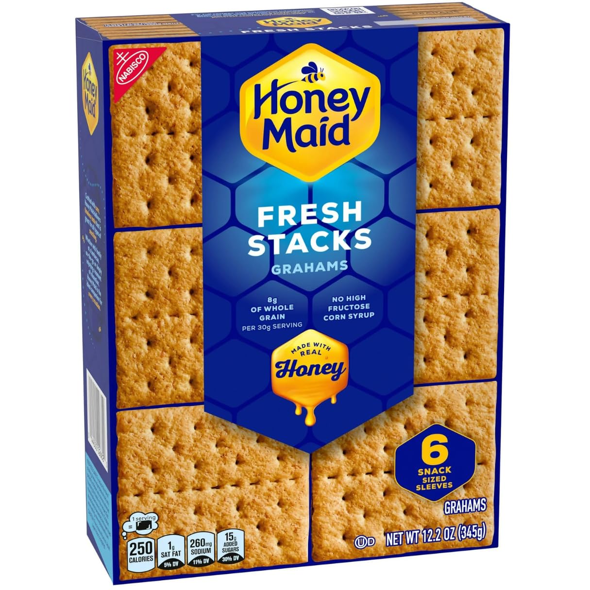 Honey Maid Honey Graham Crackers, Fresh Stacks Graham Bulk Snacks 1 Box Of 6 Stacks
