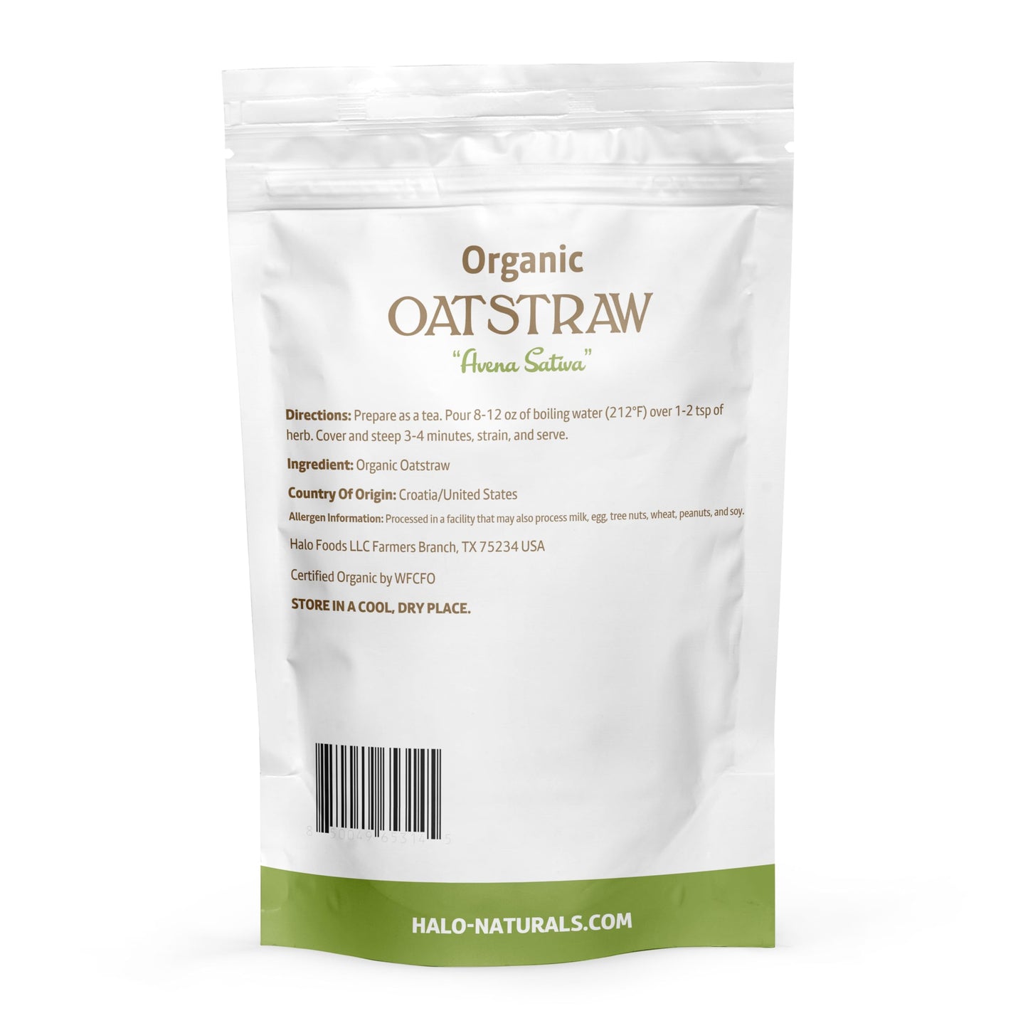 Halo Naturals Organic Oatstraw Cut & Sift  4 Ounces  USDA Certified | Resealable Pouch| Packaged in The USA (Pack of 1)