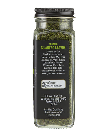 Watkins Gourmet Organic Cilantro Leaves Spice Jar, Non-GMO, Kosher, 0.63 oz, Model KHRM00330261, As Shown