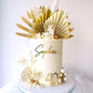 LaVenty Cake Decoration - Champagne Rose with Gold Balls & Palm Leaves, 2x4, Golden Color, Boho Party Supplies