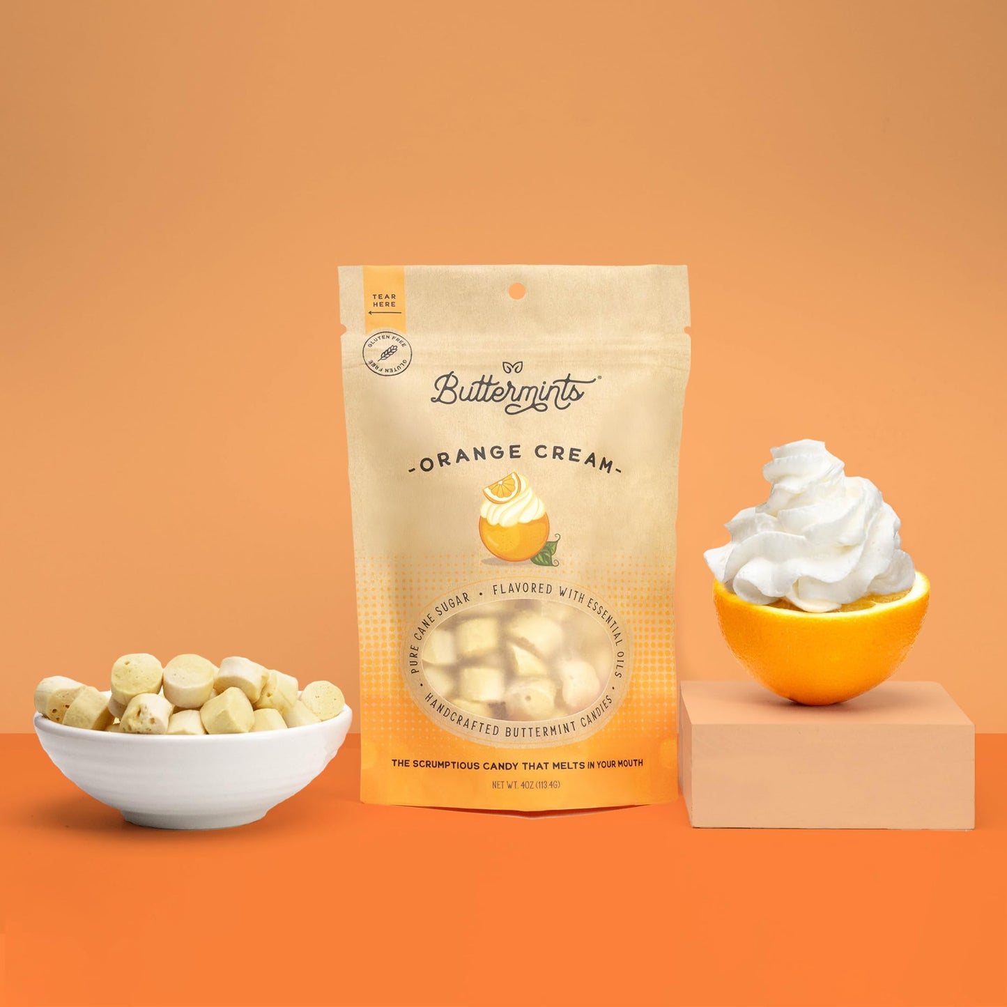 Buttermints Orange Cream, Butter Mints Gluten-Free Candy Soft Butter Taste, Unexpectedly Scrumptious (4 Servings)