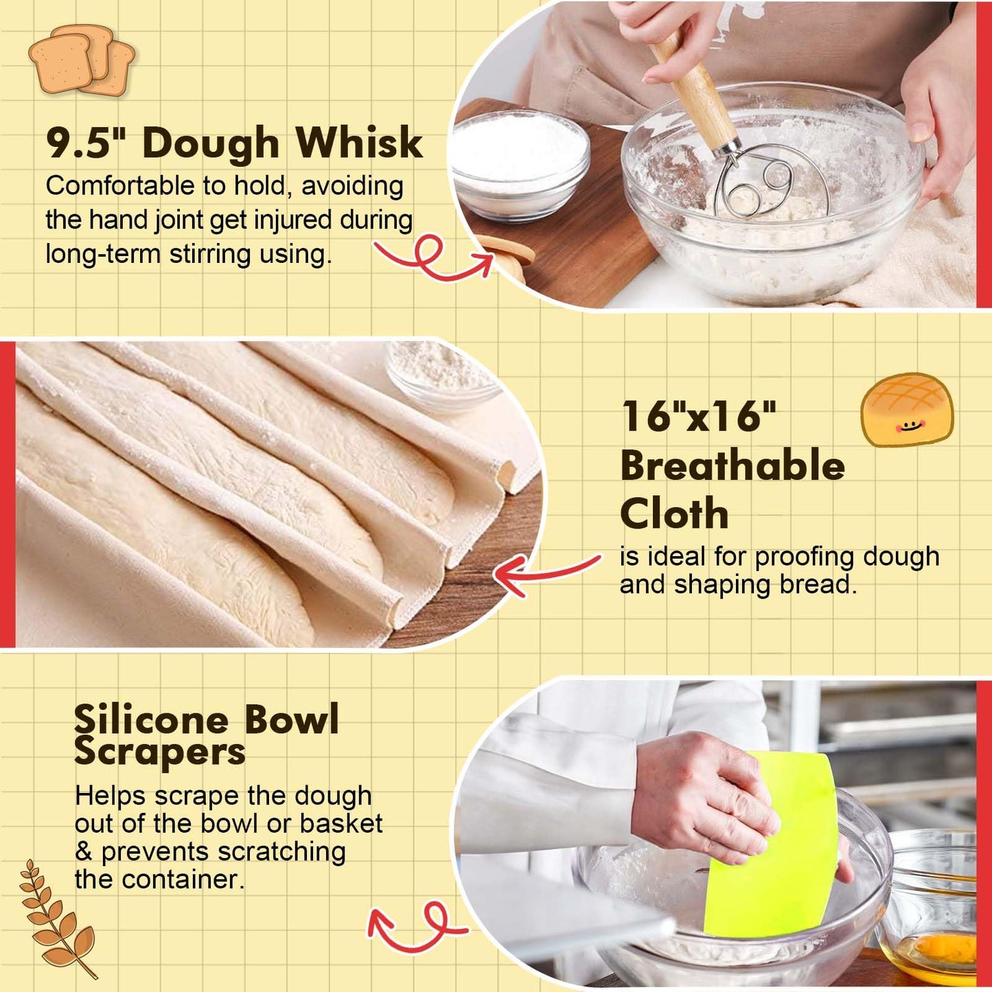 Bakeease Sourdough Starter Kit, 40Oz Sourdough Jar, 2 Silicone Proofing Baskets, Thermometer, Feeding Tracker, Sourdough Recipe, Dutch Oven Sling, Scrapers, 18Pcs Sourdough Bread Baking Supplies