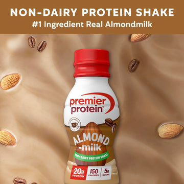 Premier Protein Almondmilk Plant Based Protein Shake  20g Protein  5g Sugar  11.5 Fl oz  Coffee  12 Count