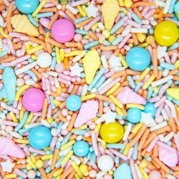 Ice Cream Sprinkles For Cake Decorating, Summer Cake Decorations - Cake Sprinkles For Ice Cream Toppings In Pastel Sprinkles With Jimmies, Sugar Pearl, Star Quin And Edible Ice Cream Candy Sprinkles