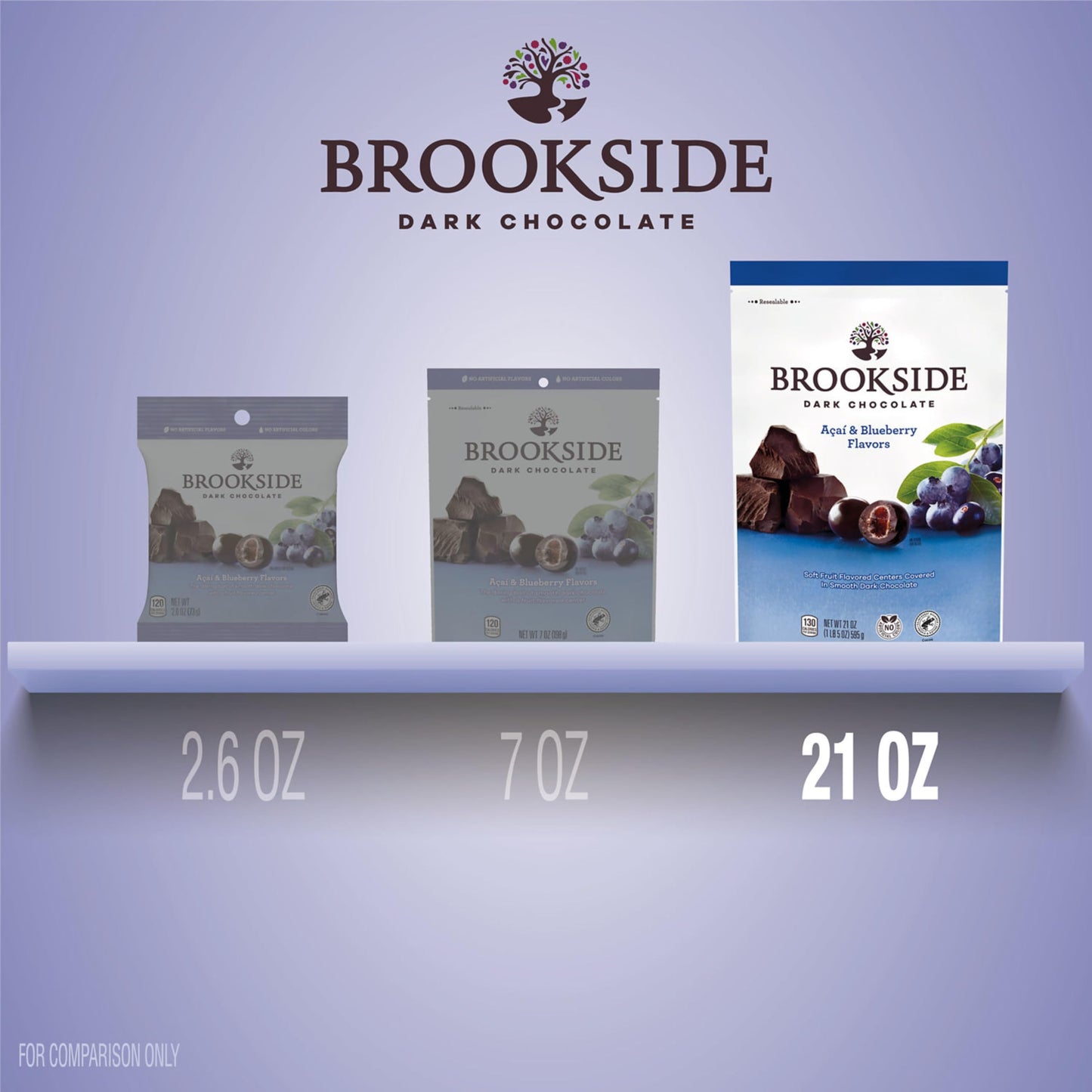 Brookside Dark Chocolate, Acai And Blueberry Flavored Snacking Chocolate Bag, 21 Oz