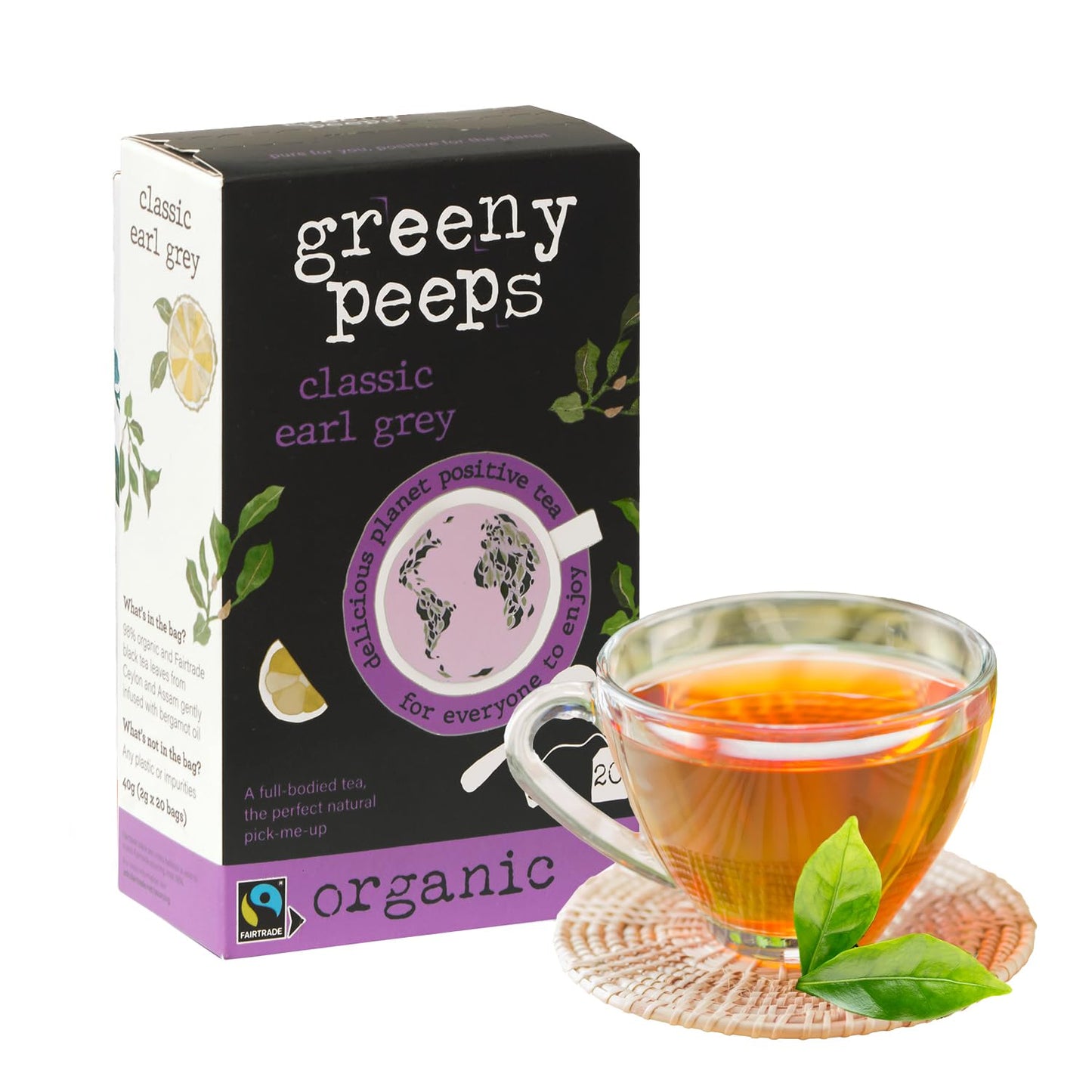 Greenypeeps Organic Earl Grey Tea Bags - Classic Earl Gray Tea Recipe With Ceylon Uva And Assam Black Tea Plus Bergamot - Fairtr