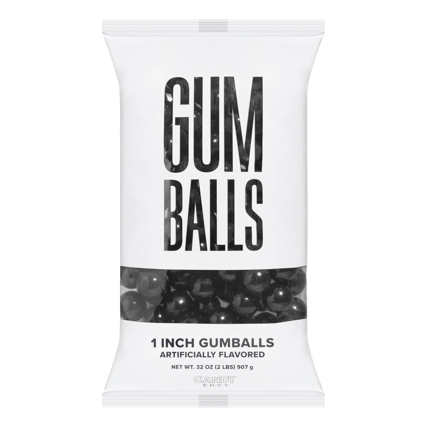 Large 1" Black Gumballs - 2 Pound Bag - Approximately 120 Gumballs Per Bag