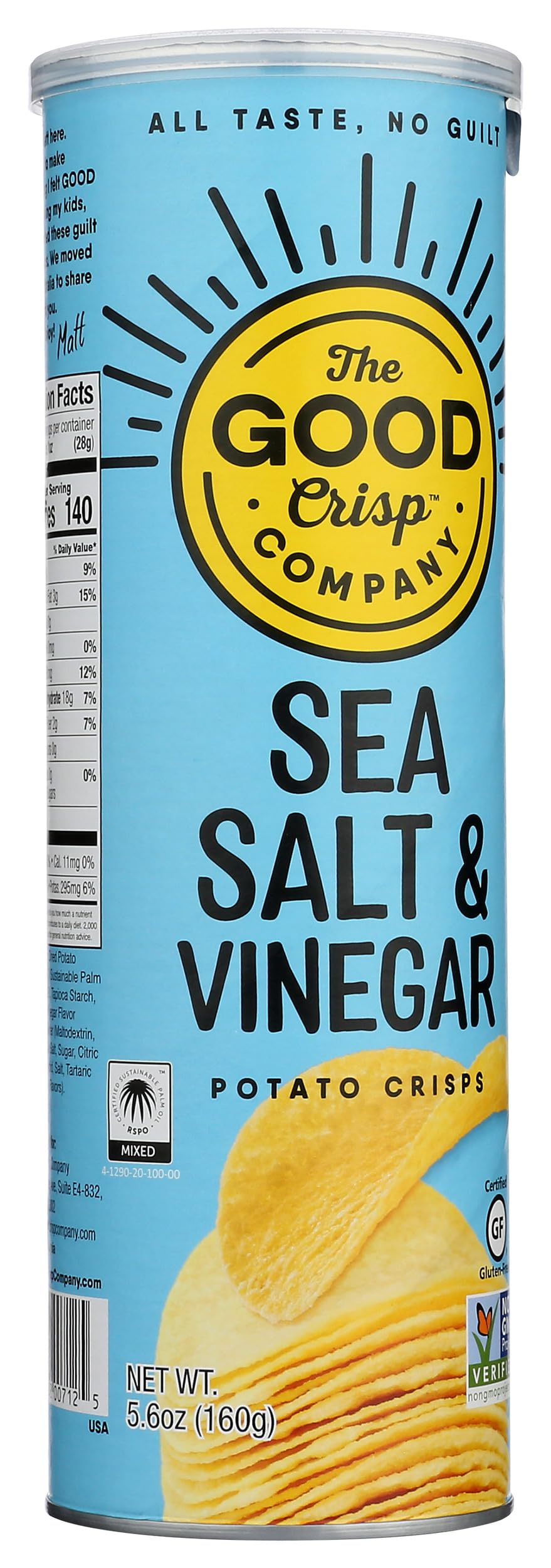 The Good Crisp Company, Potato Crisps Sea Salt Vinegar, 5.6 Ounce