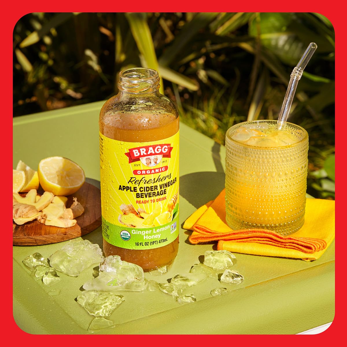 Bragg Ginger Lemon Honey Apple Cider Vinegar Refresher - 16 fl oz (2 Pack) - Raw and Unfiltered