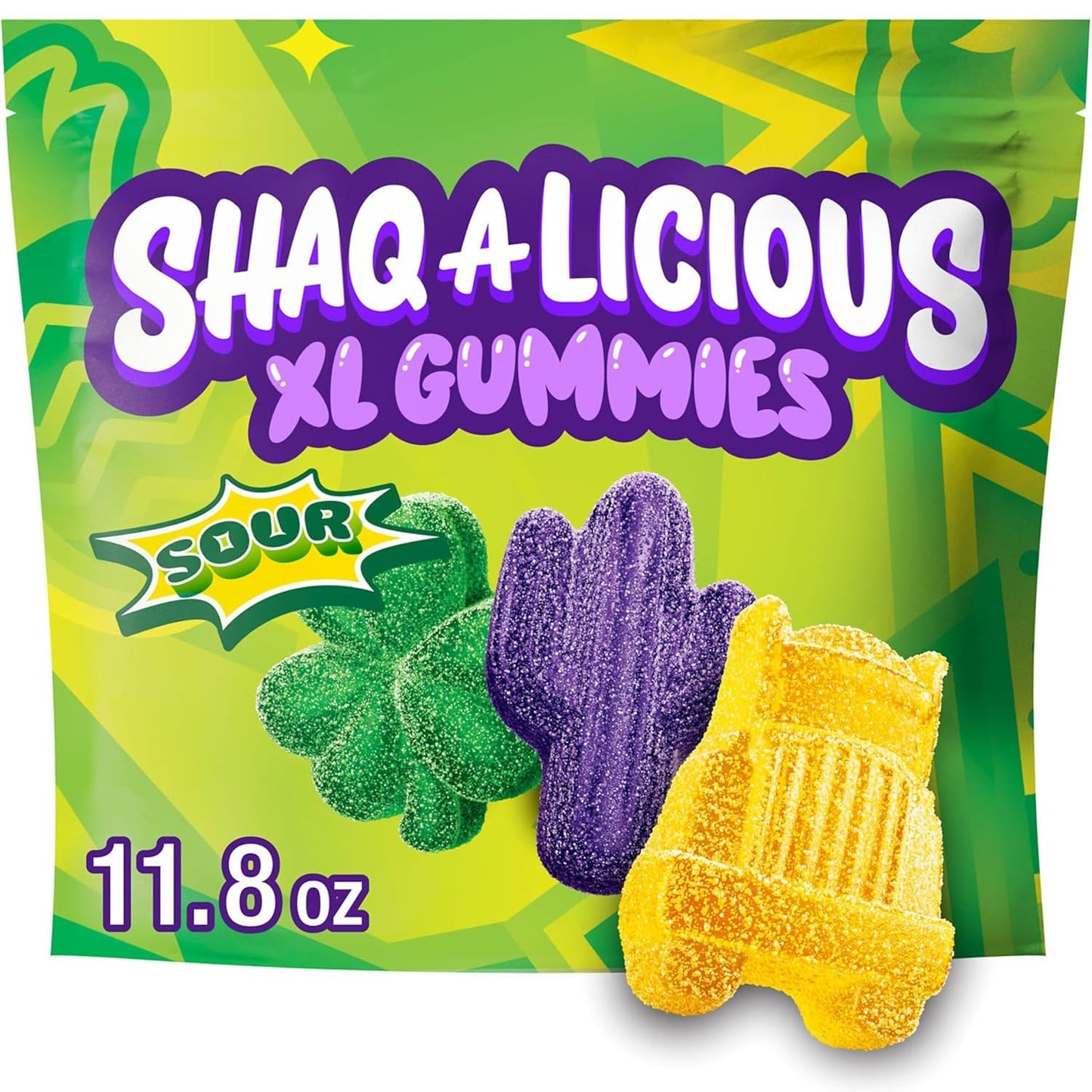 9 SHANIS ROOTS SHOOTS Shaq-a-licious XL Gummies, Jumbo Fruit-Flavored Candy, 11.8 oz, Fun Shapes, Chewy Snack  , Pack of