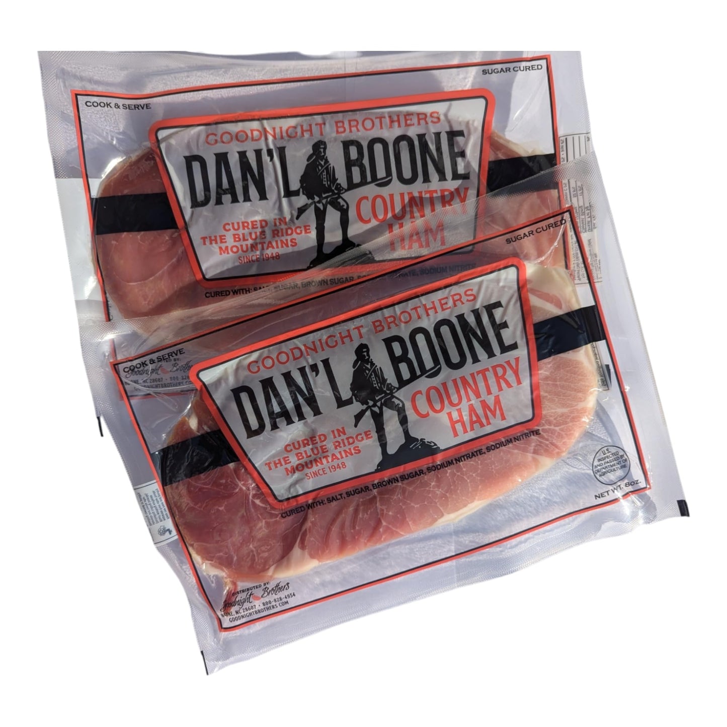 Generic Danl Boone Inn Country Ham - 2 Packs of 8oz Slices - Authentic Southern Flavor for Breakfast & Recipes
