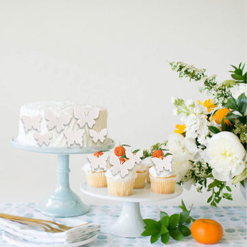 Gyufise 50Pcs Wafer 3D White Cupcake Toppers Diy Realistic Butterfly Dessert Decoration For Birthday Party Wedding Food Decorati