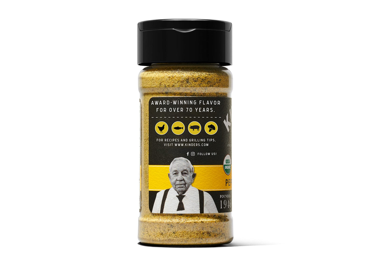 Kinder'S Organic Cracked Pepper And Lemon Seasoning, Premium Quality Seasoning, Msg Free And Usda Certified Organic, 3.5 Oz
