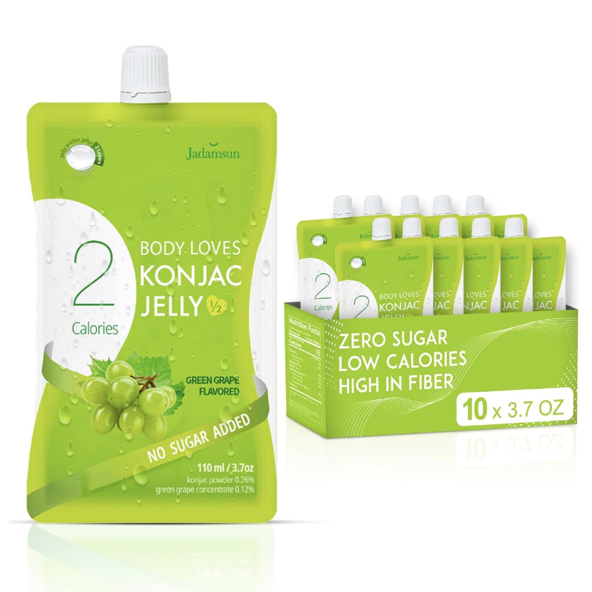 Jadamsun Konjac Jelly Juice (Grape, 10 pcs) - Delicious Low-Calorie Healthy Korean Snack, Drinkable Fruit Snack, Sugar-Free, Veg
