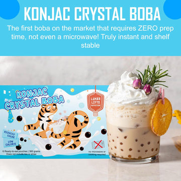Lunar Lifts Nutrition Konjac Crystal Boba, Vegan Chewy Pearls, Low Calorie, 6 Pouches, 360g
