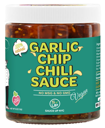 SAUCE UP Vegan Garlic Chip Chili Sauce | 100% Natural, Gluten-Free, Keto, No MSG | Crunchy, Sweet, Savory, Mildly Hot | Fried Ga