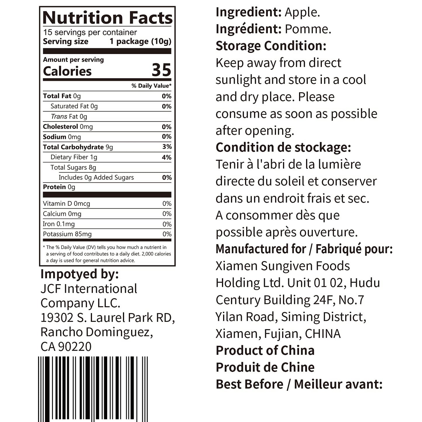 ONETANG Freeze-Dried Apple Chips, Non-GMO, Gluten-Free, Vegan, 10 Pack, 0.35 Ounce Each