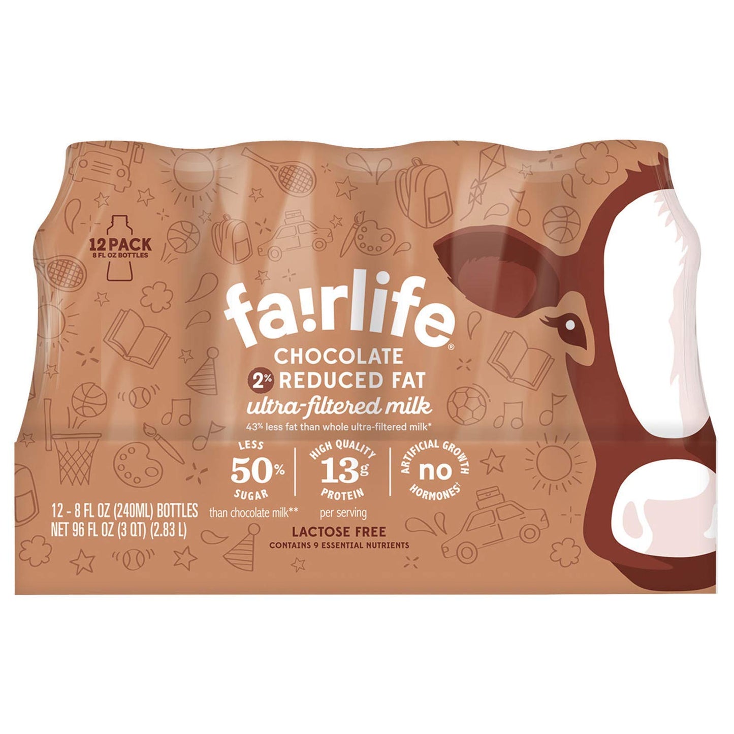 Fairlife Chocolate 2% Reduced Fat Ultra Filtered Milk 12/8 Fl Ounce Net Wt 96 Fl Ounce