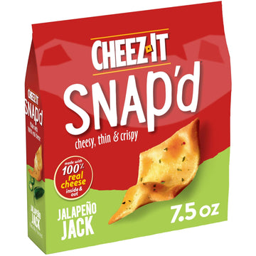 Cheez-It Snap'D Cheese Cracker Chipss, Thin Crisps, Lunch Snacks, Jalapeno Jack, 7.5Oz Bag (1 Bag)