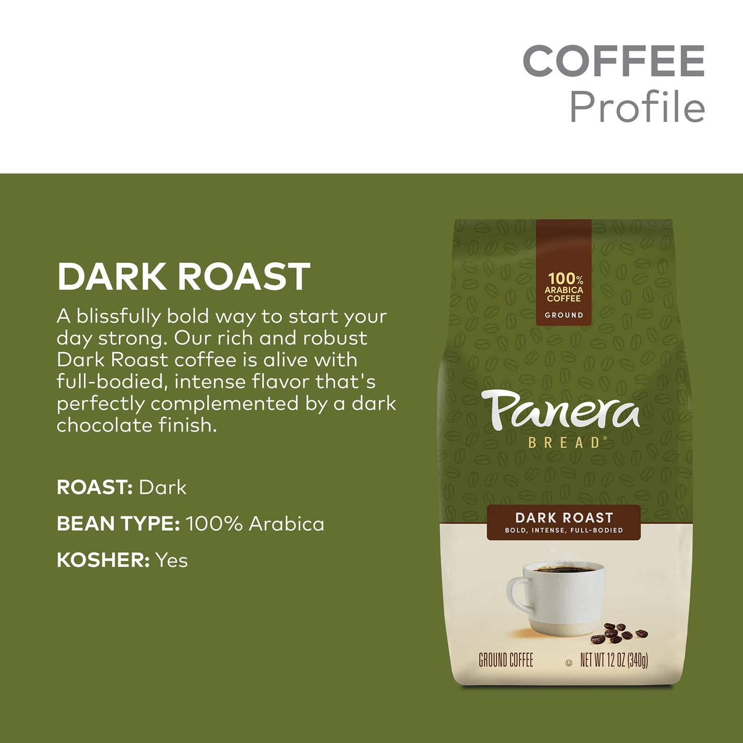 Panera Dark Roast, Ground Coffee, 100 percent Arabica Coffee, Bagged 12oz.