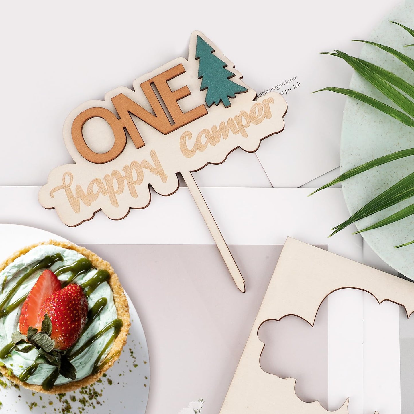 First Birthday Cake Topper, Wooden One Cupcake Topper 1St Birthday Party Decoration Number Cake Photo Props Happy Camper Party Decor For Baby Shower Anniversary