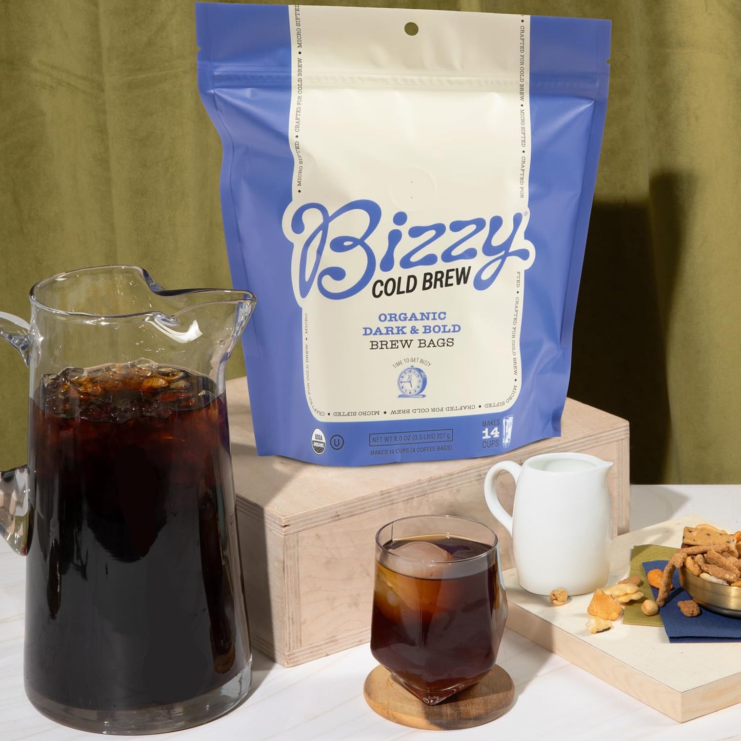 Bizzy Organic Cold Brew Coffee | Dark & Bold Blend | Coarse Ground Coffee | Dark Roast | Micro Sifted | Specialty Grade | 100% A