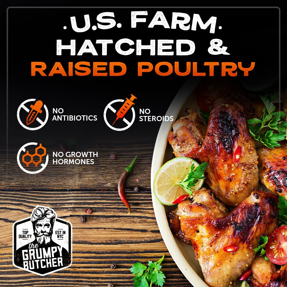 Grumpy Butcher Premium Premade Meals: Bbq Chicken Wings, 10 Pack (12 Oz Each, 7.5 Lb Total) - Artisan Frozen Meals - Small Batch