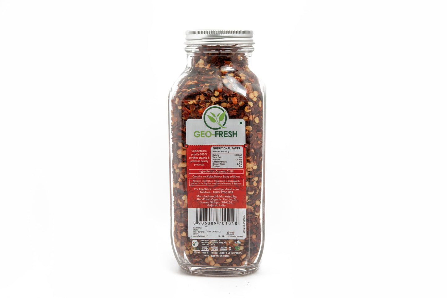 Geo-Fresh Organic Chilli Flakes 150G - Usda Certified