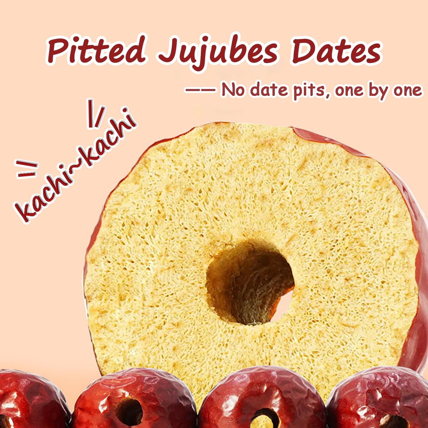 KachiKachi Pitted Dried Jujube Dates - 1.1lb/500g, Sweet Chinese Red Dates for Snacks, Soup, Baking & Home Decor