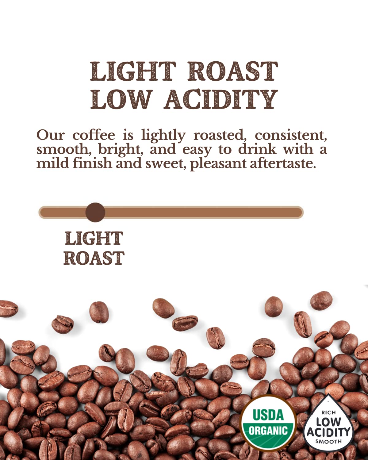Subtle Earth Organic Coffee - Light Roast - Whole Bean Coffee - 100% Arabica Beans - Low Acidity And Non-Gmo - 5Lb Bag