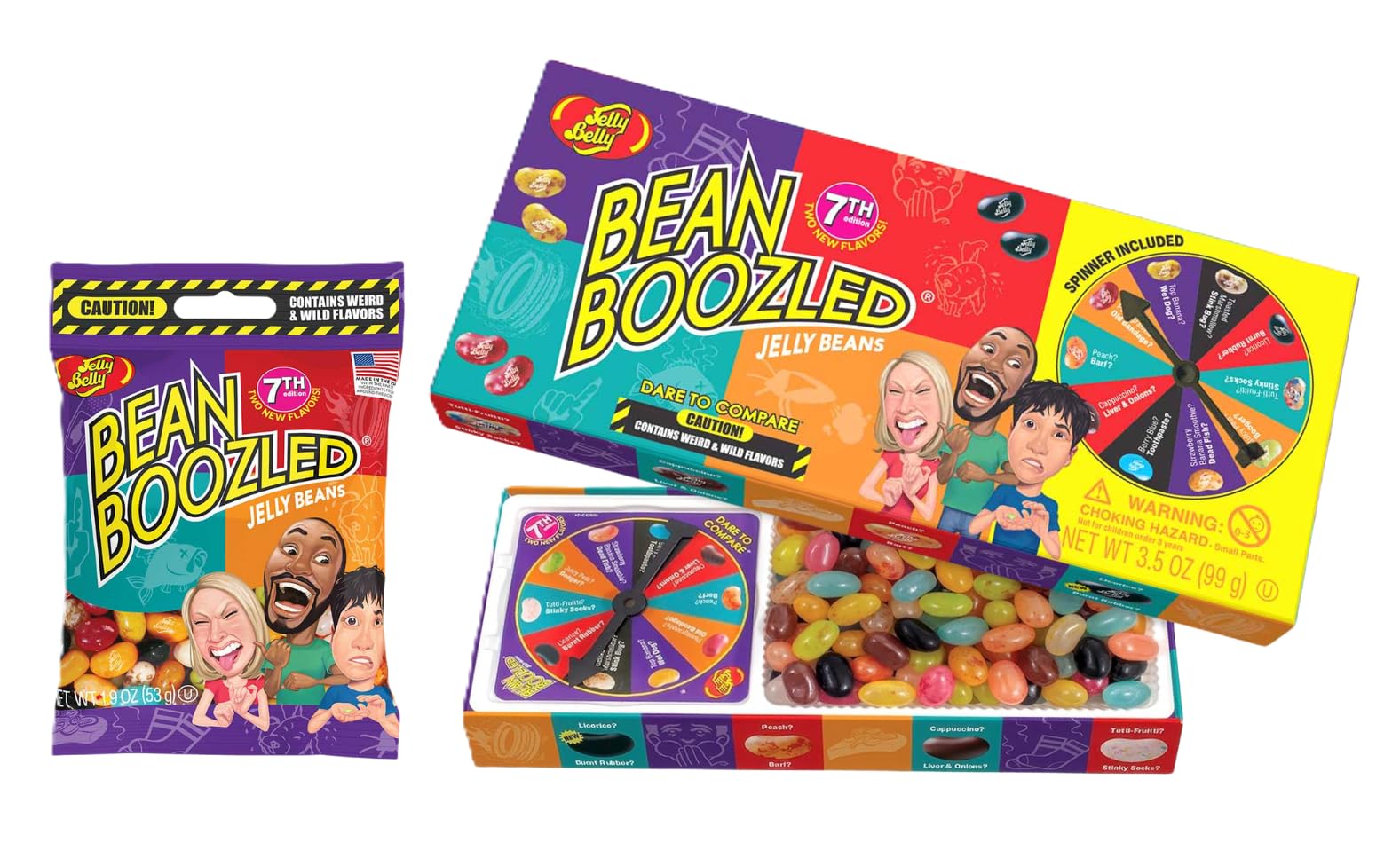 Jelly Belly Beanboozled 7Th Edition Spinner Game + Refill Bag – Gross Vs. Delicious Jelly Beans – Fun Party Game & Gag Gift For Kids, Teens & Mature-Themeds