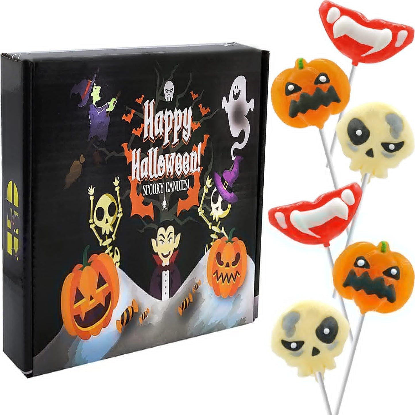 Fruidles Halloween Lollipop Suckers Candy  Spooky Candies  Great For Halloween Goody Bag Fillers  Individually Wrapped (96-Pack)