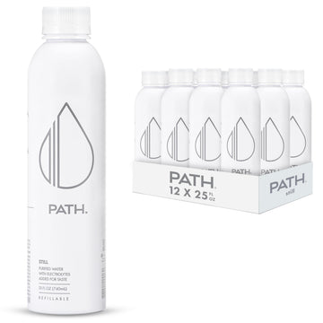 PATHWATER Ultra-Purified Bottled Water, BPA-Free, Reusable Aluminum Bottle, 25 fl oz, Pack of 18