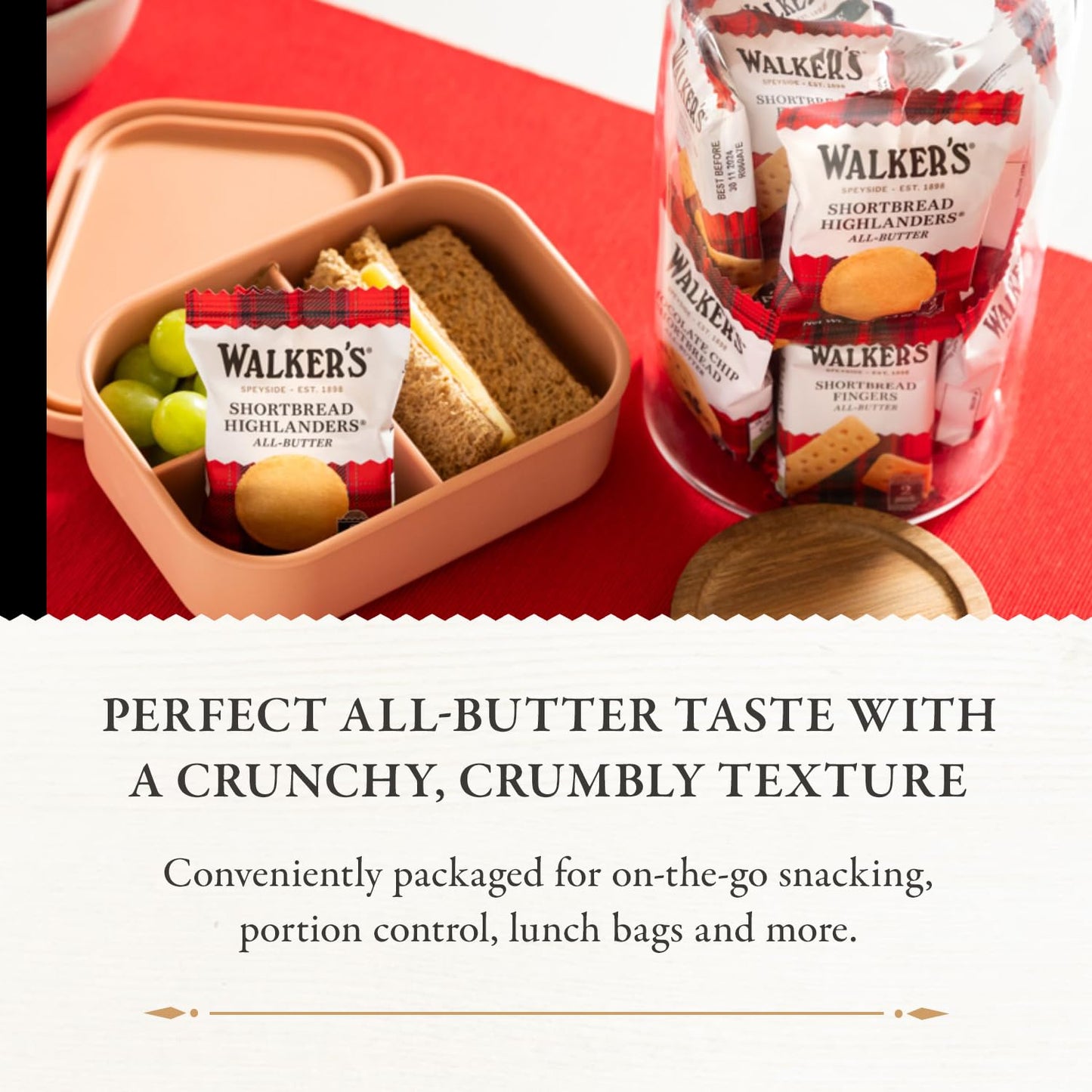 Walker'S Shortbread Highlanders, All-Butter Shortbread Cookies, Snack Pack, 1.4 Oz (Pack Of 18)