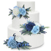 Rinlong 3Pcs Pre-made Cake Flowers Navy Blue Cake Decorations Wedding Cake Decorating Flowers Decor Christening Birthday Baby Sh