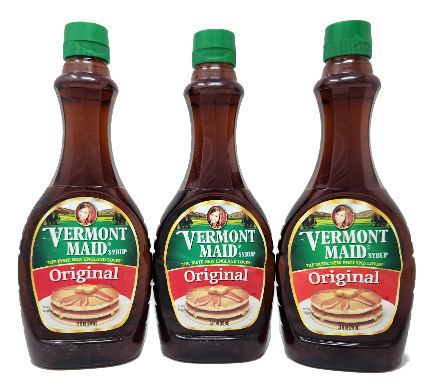 Generic Vermont Maid Syrup, Original Flavor, 24oz, Pack of 3 Bottles, Perfect for Pancakes and Waffles