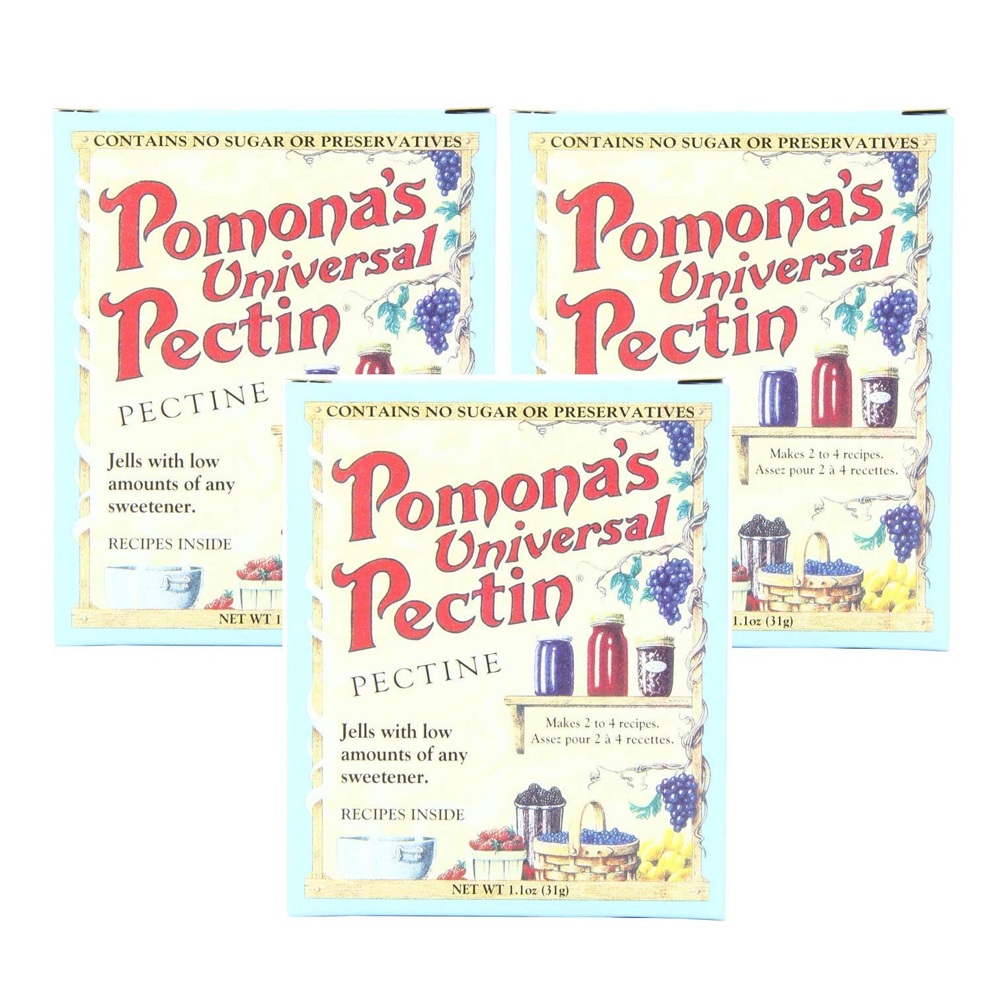 Pomonas Universal Pectin 3 Count 1.1 Ounce Boxes (3.3 Ounces Total) - Perfect for Making Jams and Jelly - Contains No Sugar or 