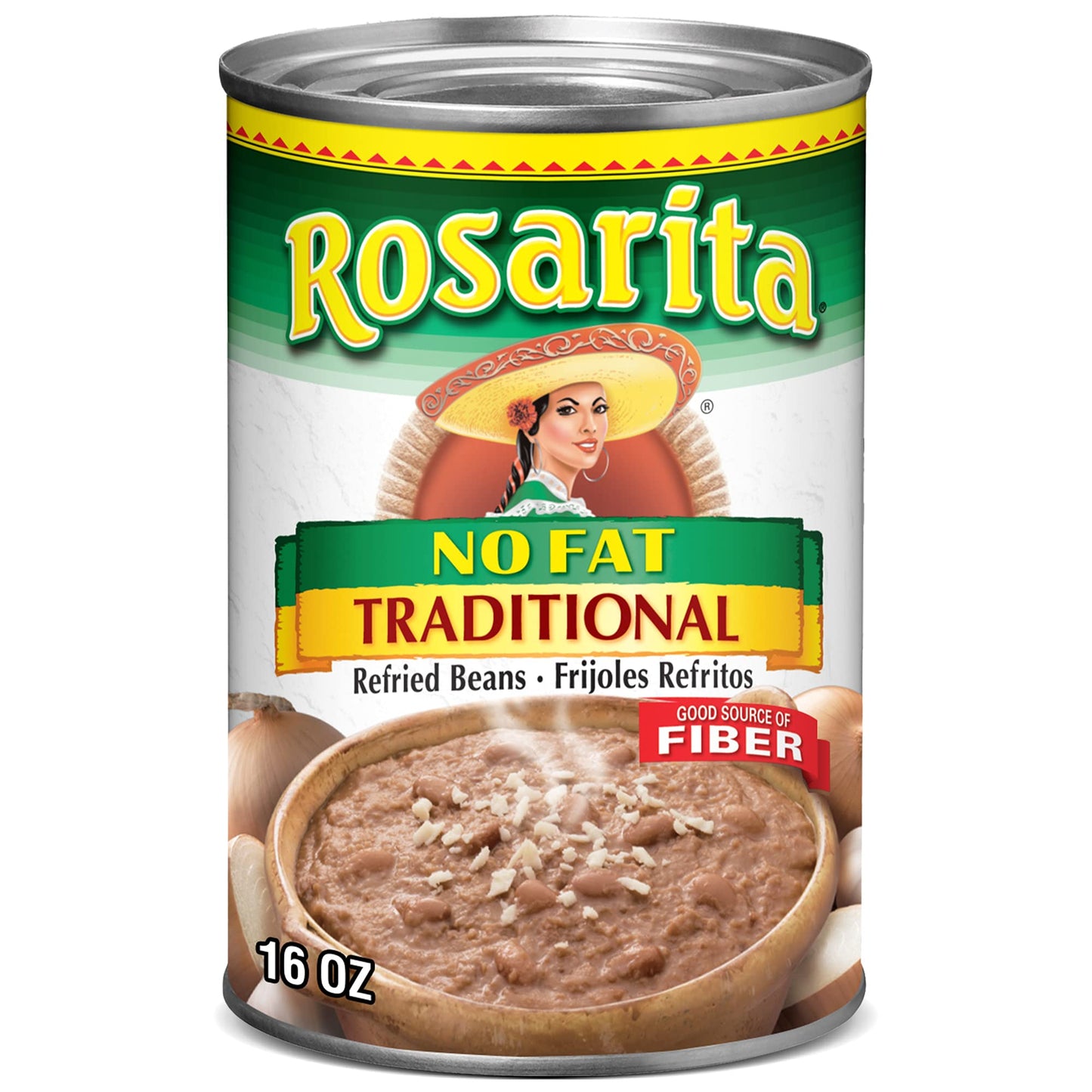 Rosarita No Fat Refried Beans With Green Chile And Lime, 16 Oz, 12 Pack