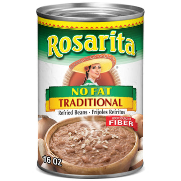 Rosarita No Fat Refried Beans With Green Chile And Lime, 16 Oz, 12 Pack