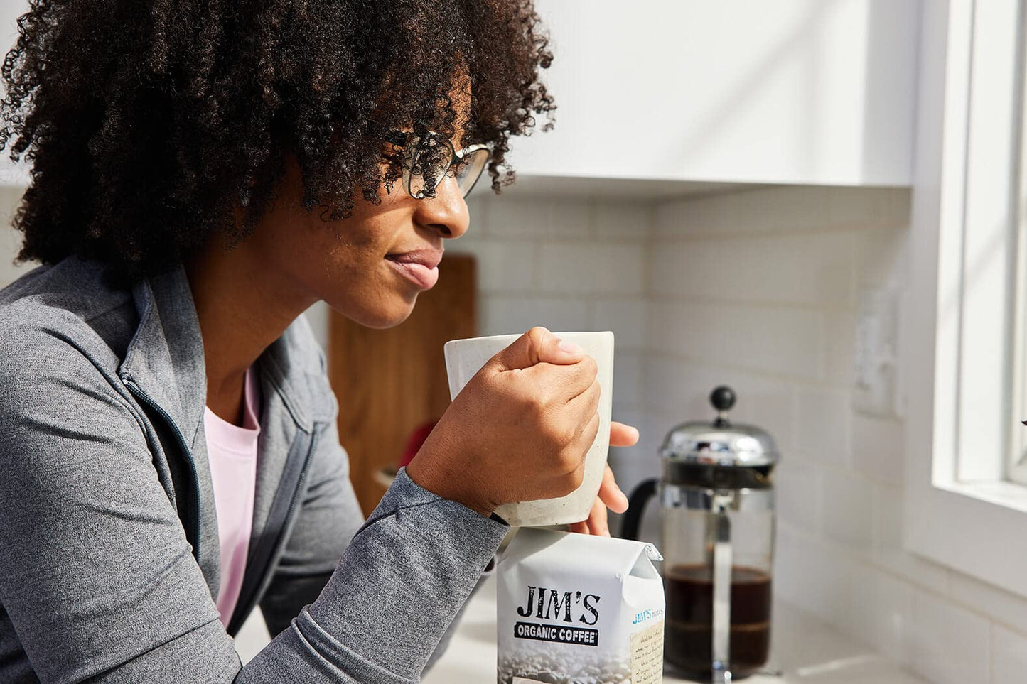 Jims Organic Coffee French Roast Decaf Whole Bean Dark Roast 11oz 100% Arabica USDA Organic Kosher Swiss Water Process