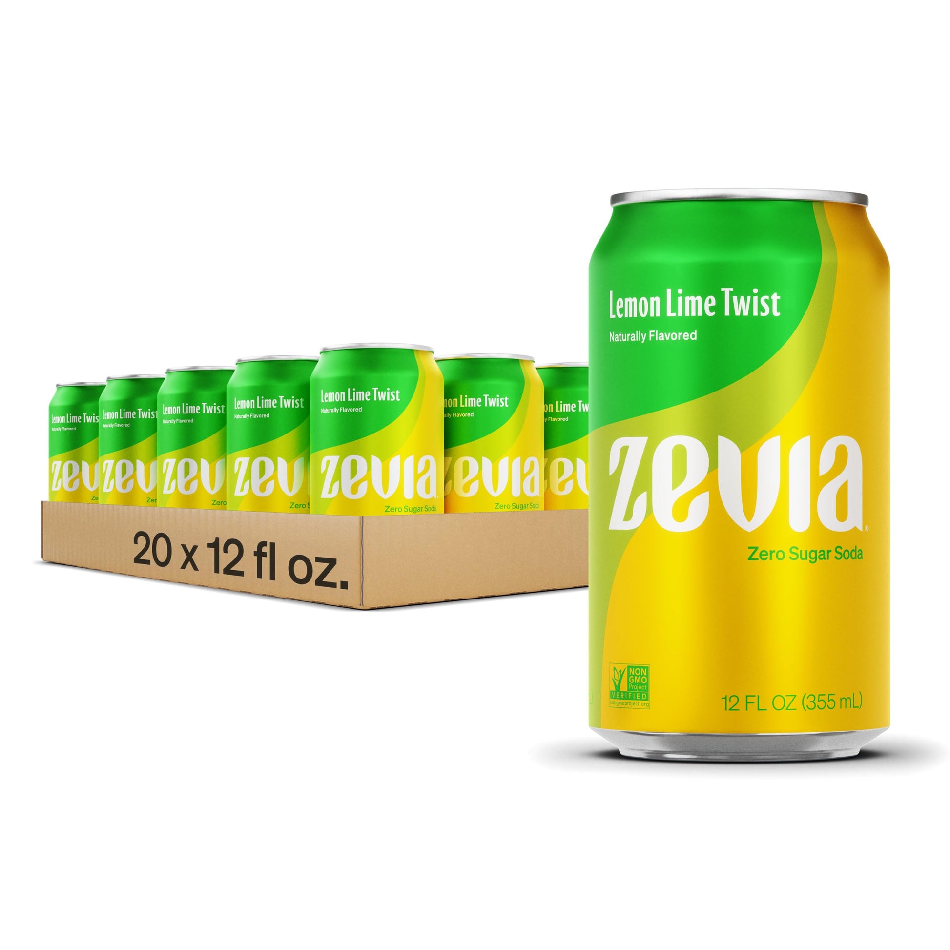 Zevia Zero Calorie Soda, Lemon Lime Twist, 12 Ounce Cans (Pack of 20)