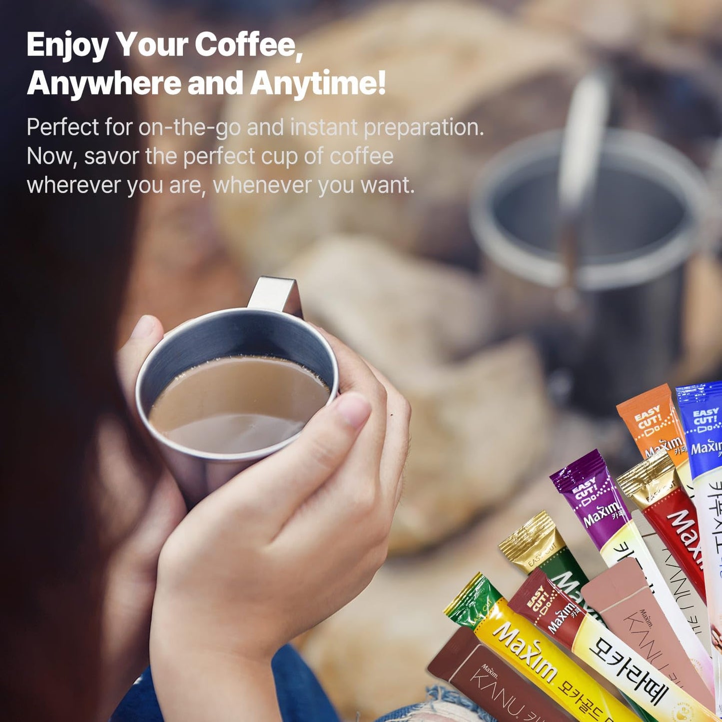 Cutie Mango Instant Coffee Mix Packets Single Serve - Korean Variety Coffee Sampler 20 Sticks Of 4 Different Flavors, Maxim Whit