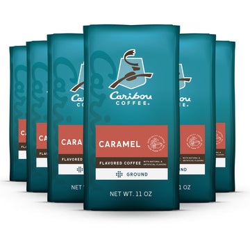 Caribou Coffee, Medium Roast Ground Coffee - Caramel Flavored 66 Ounces (6 Bags Of 11 Ounces)