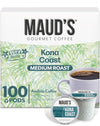 Maud's Kona Coffee Pods, 100 ct, Medium Roast Coffee in Recyclable Single Serve Pods - 100% Arabica Coffee, Compatible with Keur